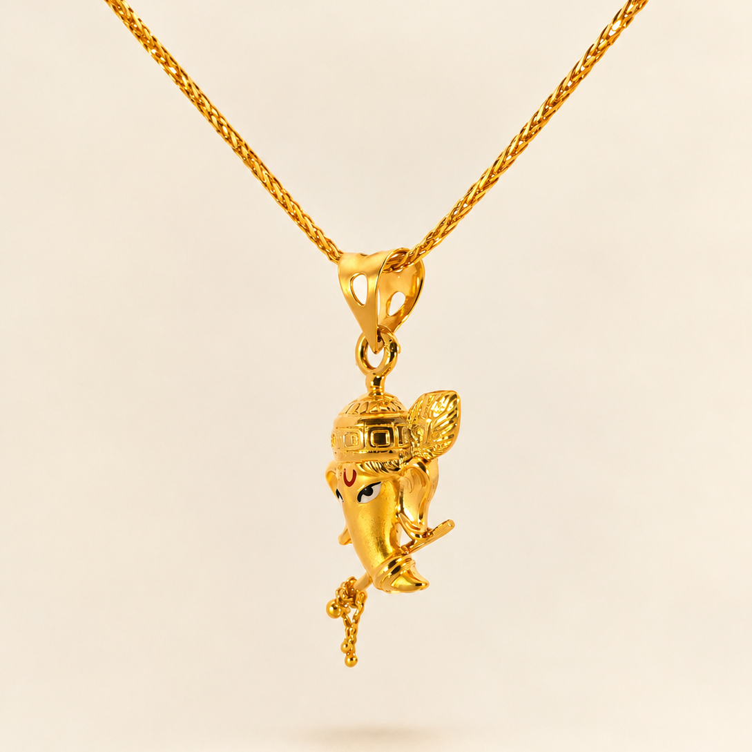 22K Yellow Gold Lord Ganesh Divine Pendant