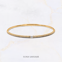 Thumbnail for 18K Yellow Gold Flexi Bangle with Rectangular Diamond Centerpiece | Sona Sansaar