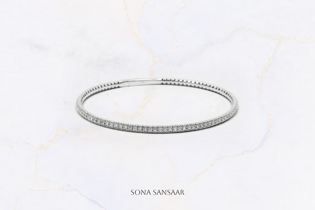 18K White Gold Flexi Bangle with Natural Diamonds | Sona Sansaar