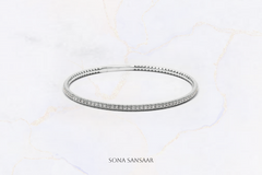 18K White Gold Flexi Bangle with Natural Diamonds | Sona Sansaar