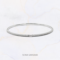 Thumbnail for 18K White Gold Flexi Bangle with Rectangular Diamond Centerpiece | Sona Sansaar
