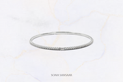 18K White Gold Flexi Bangle with Rectangular Diamond Centerpiece | Sona Sansaar