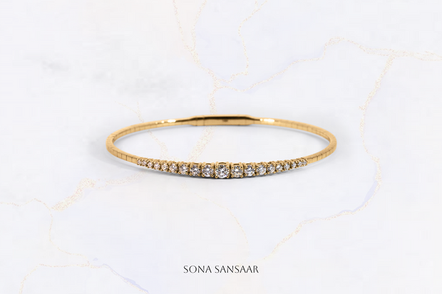 18K Yellow Gold Flexi Bangle with Natural Diamonds 2 | Sona Sansaar