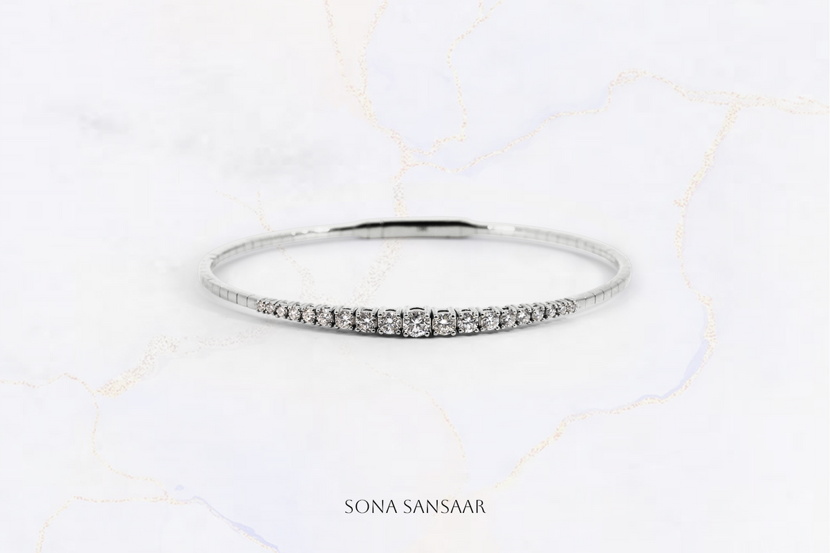 18K White Gold Flexi Bangle with Natural Diamonds 2 | Sona Sansaar