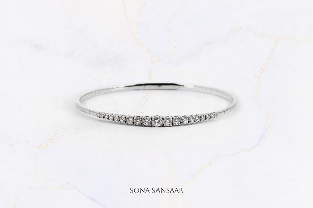 18K White Gold Flexi Bangle with Natural Diamonds 2 | Sona Sansaar