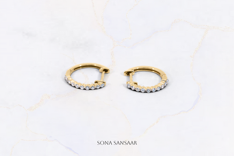 Crescenta 10K Gold Earrings with 0.14 ct Natural Diamonds | Sona Sansaar Diamond Earrings
