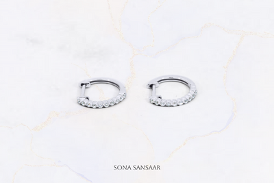 Crescenta 10K White Gold Earrings with 0.14 ct Natural Diamonds | Sona Sansaar Diamond Earrings