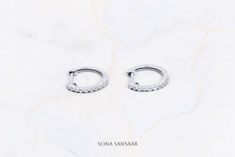 Crescenta 10K White Gold Earrings with 0.14 ct Natural Diamonds | Sona Sansaar Diamond Earrings