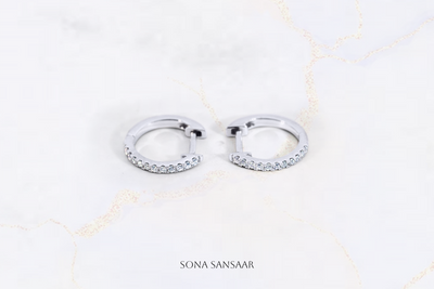 Crescenta Variant 2 10K White Gold Earrings with 0.14 ct Natural Diamonds | Sona Sansaar Diamond Earrings