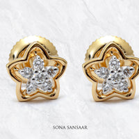 Thumbnail for Golden Starlight Diamond Earrings | Sona Sansaar