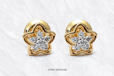 Golden Starlight Diamond Earrings | Sona Sansaar