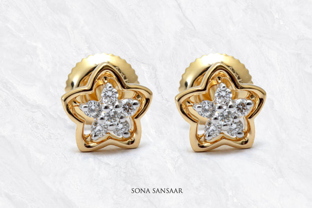 Golden Starlight Diamond Earrings | Sona Sansaar