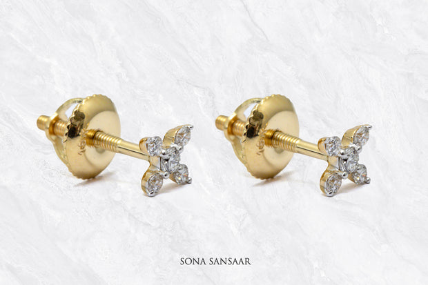 Crystal Petal Diamond Earrings | Sona Sansaar