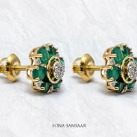 Thumbnail for Jade Petal Diamond Earrings | Sona Sansaar