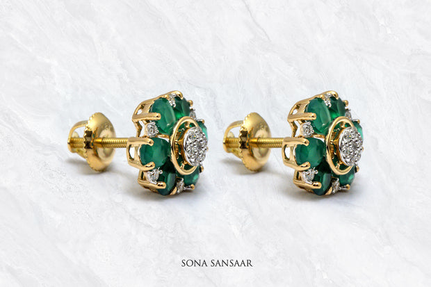 Jade Petal Diamond Earrings | Sona Sansaar