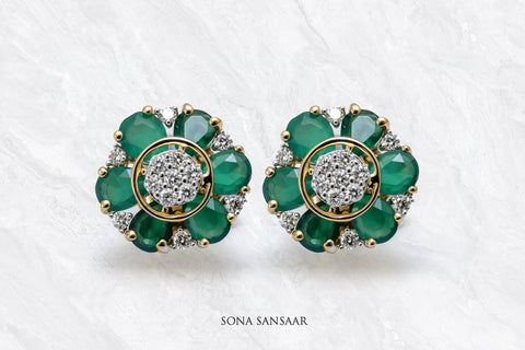 Jade Petal Diamond Earrings | Sona Sansaar