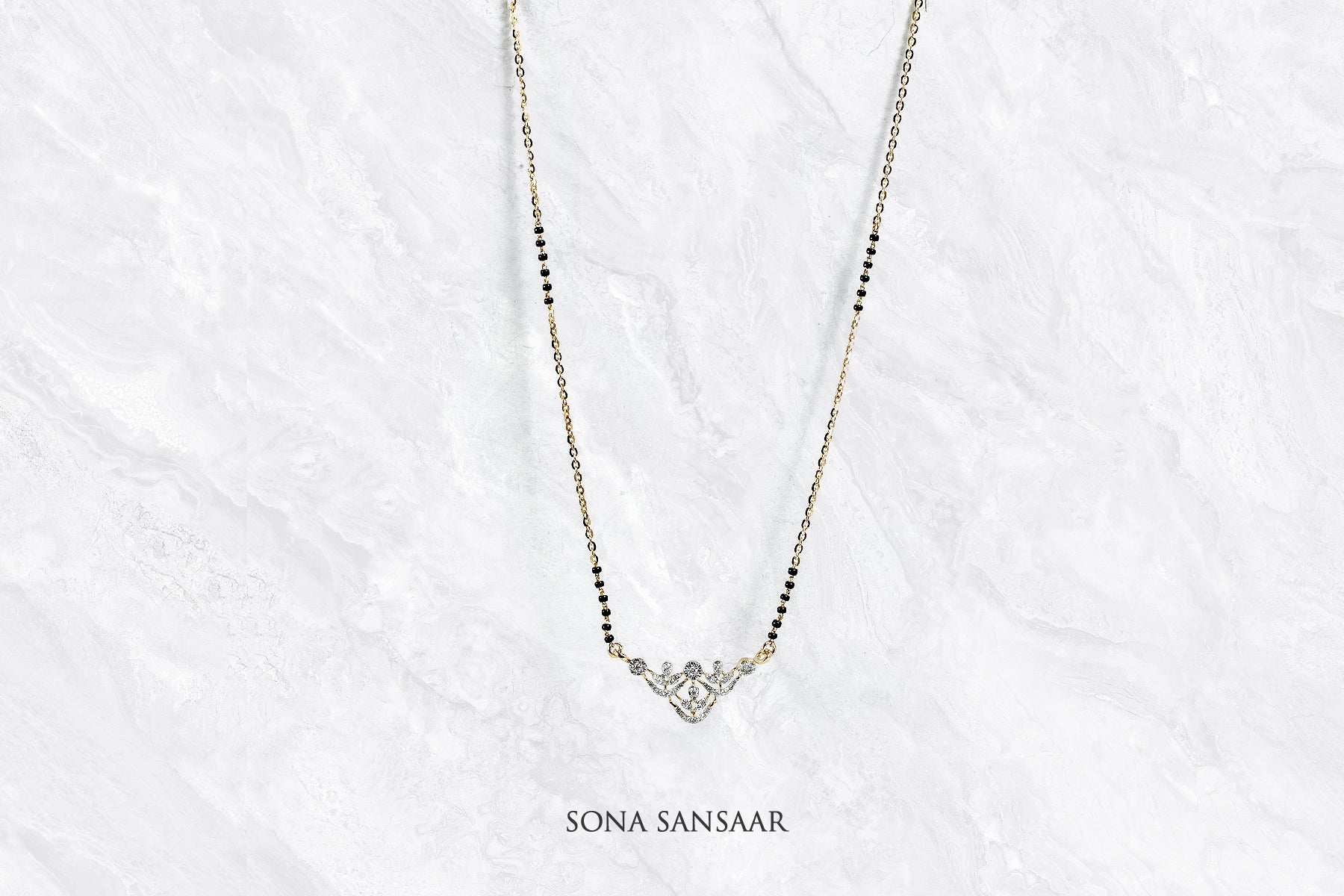 Starfall Crest Diamond Mangalsutra | Sona Sansaar