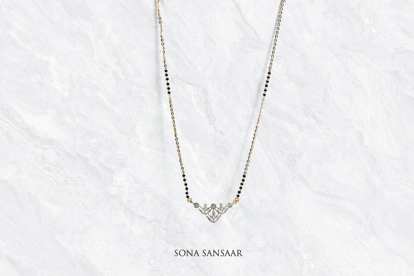 Starfall Crest Diamond Mangalsutra | Sona Sansaar