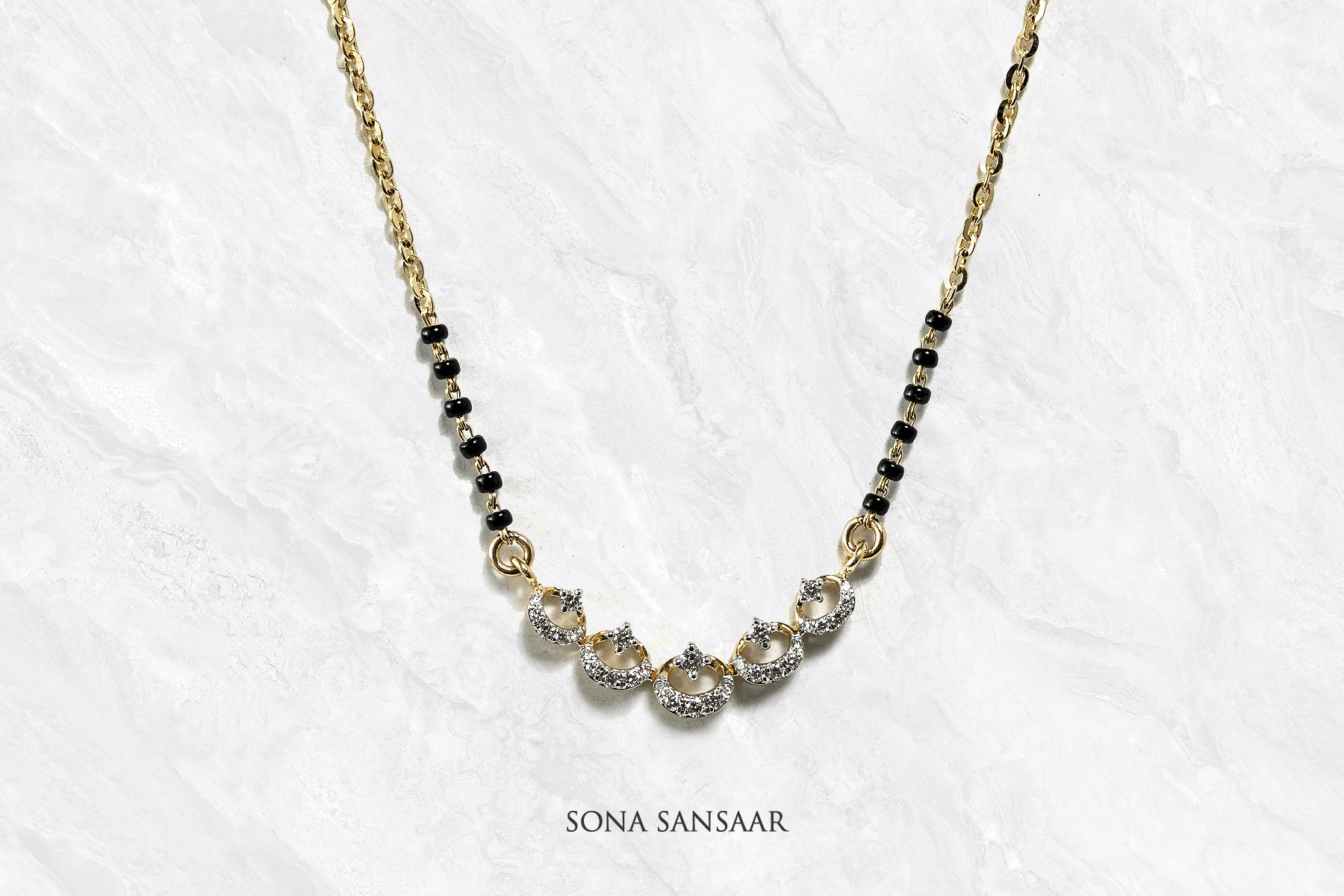 Crescent Charms Diamond Mangalsutra | Sona Sansaar