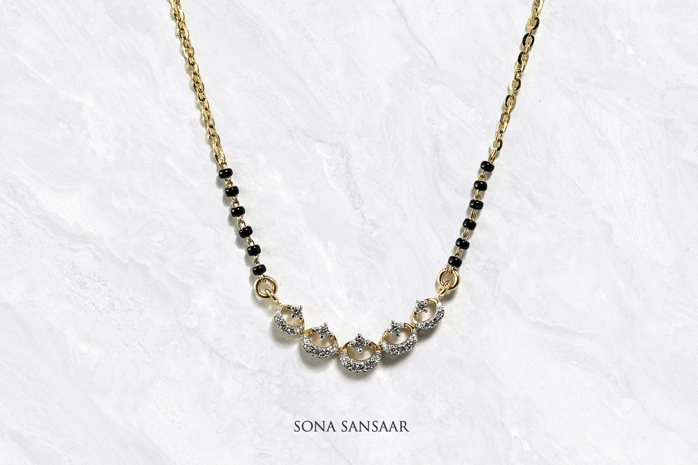 Crescent Charms Diamond Mangalsutra | Sona Sansaar