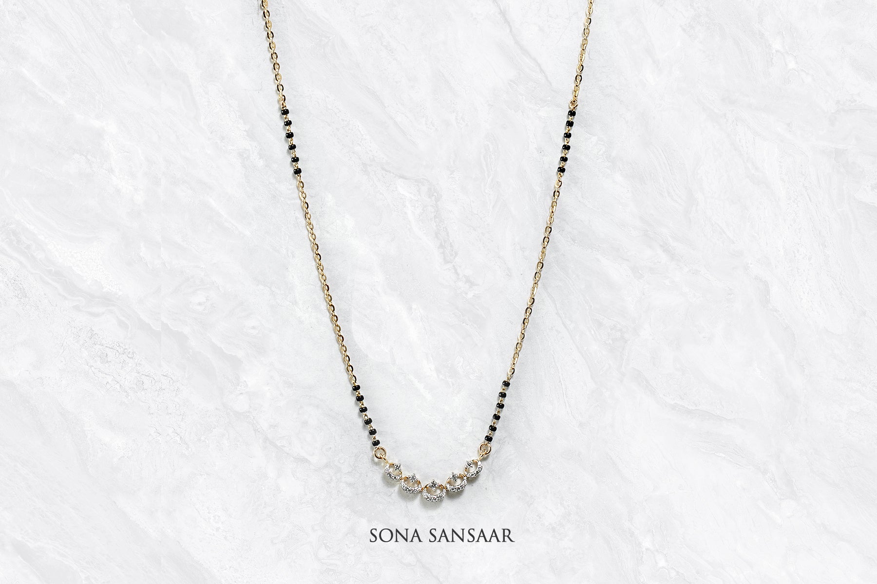 Crescent Charms Diamond Mangalsutra | Sona Sansaar