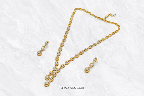 Twinkling Drop Necklace Set | Sona Sansaar