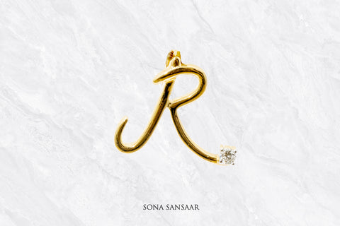 R Diamond Pendant | Sona Sansaar