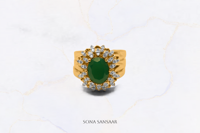 Encrusted Emerald Diamond Ring Set | Sona Sansaar