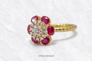 Crimson Bloom Diamond Ring | Sona Sansaar