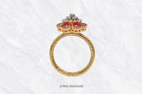 Crimson Bloom Diamond Ring | Sona Sansaar