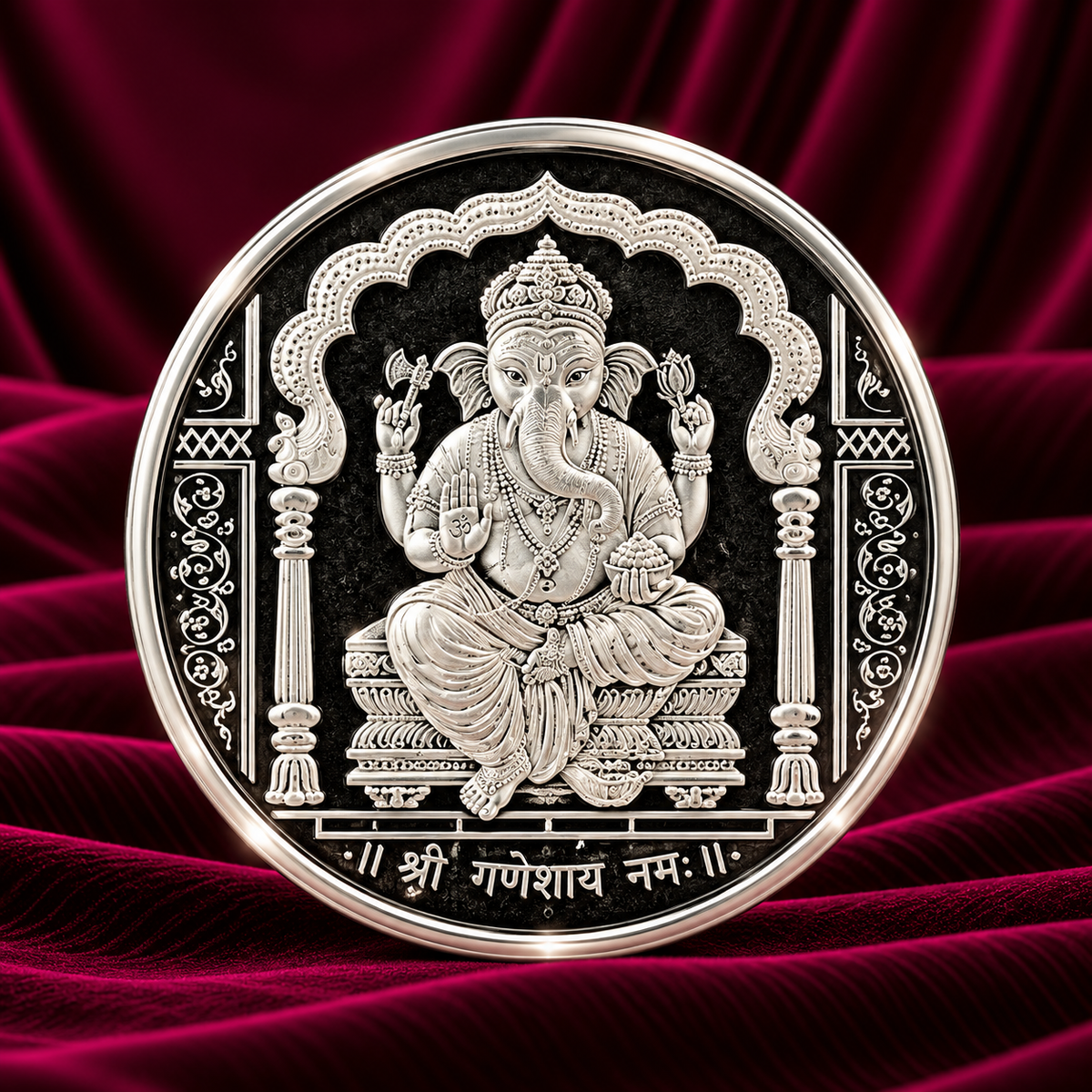 Silver Om Ganesha Coin