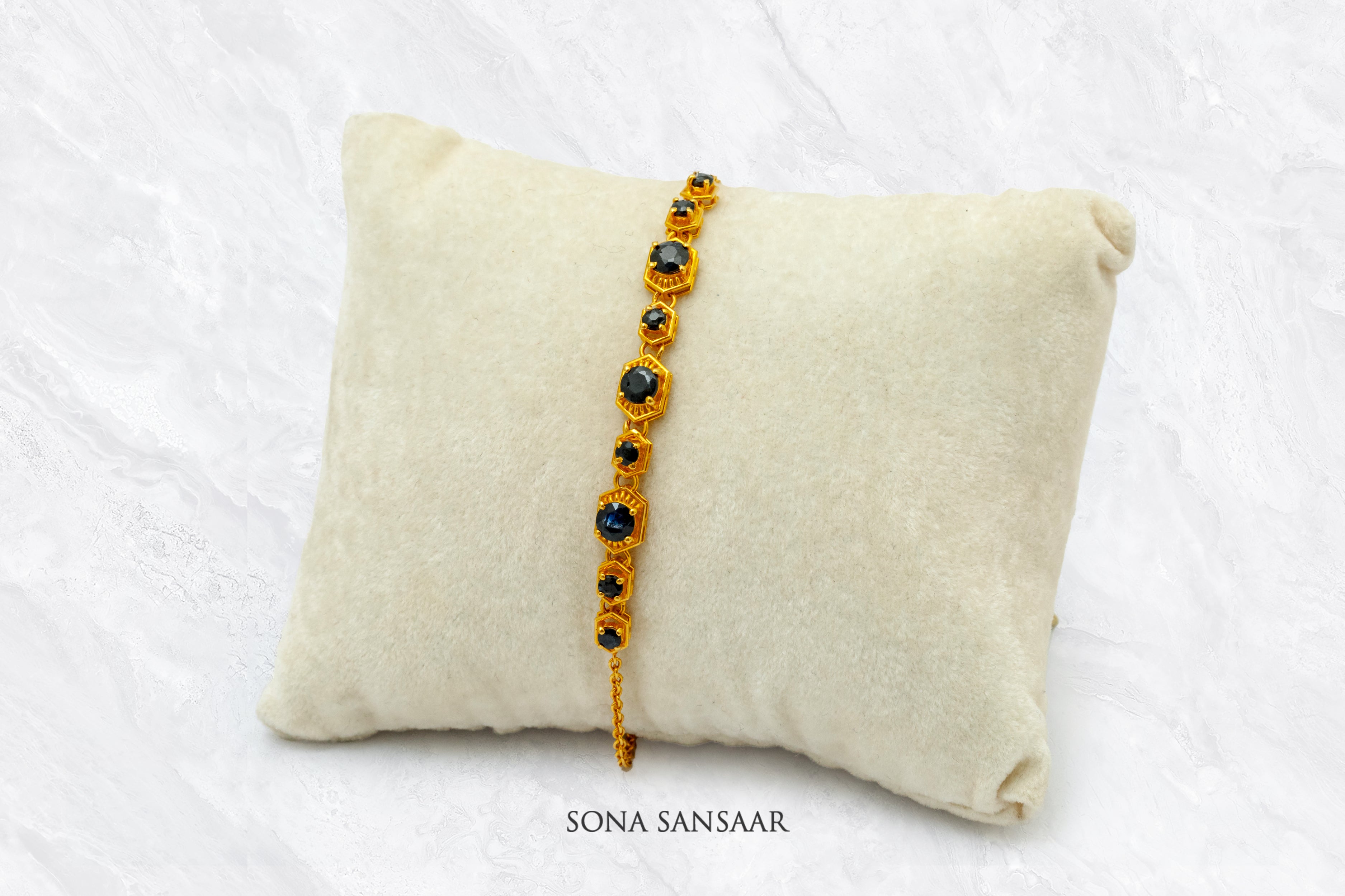 Midnight Stone Gold Bracelet | Sona Sansaar