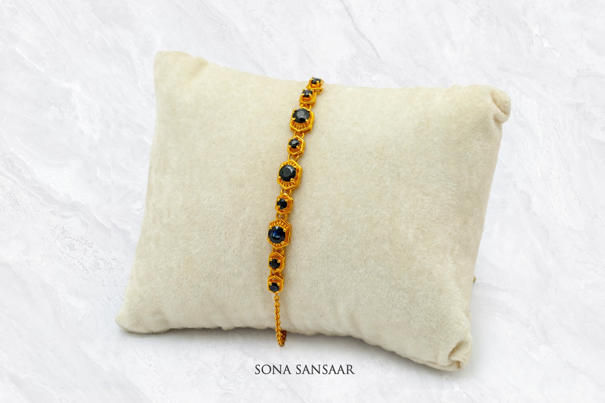 Midnight Stone Gold Bracelet | Sona Sansaar