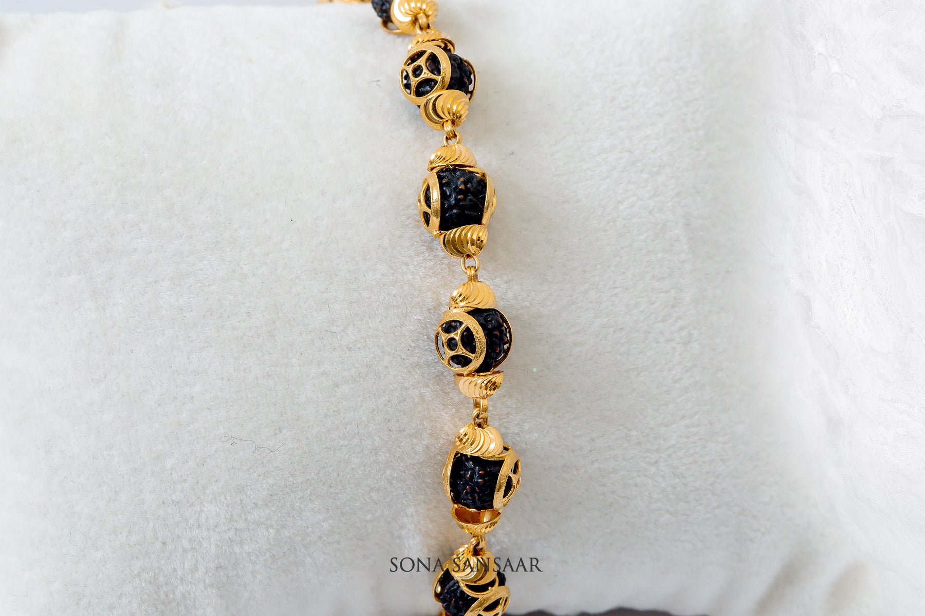 Nightcore Gold Rudraksha Bracelet | Sona Sansaar