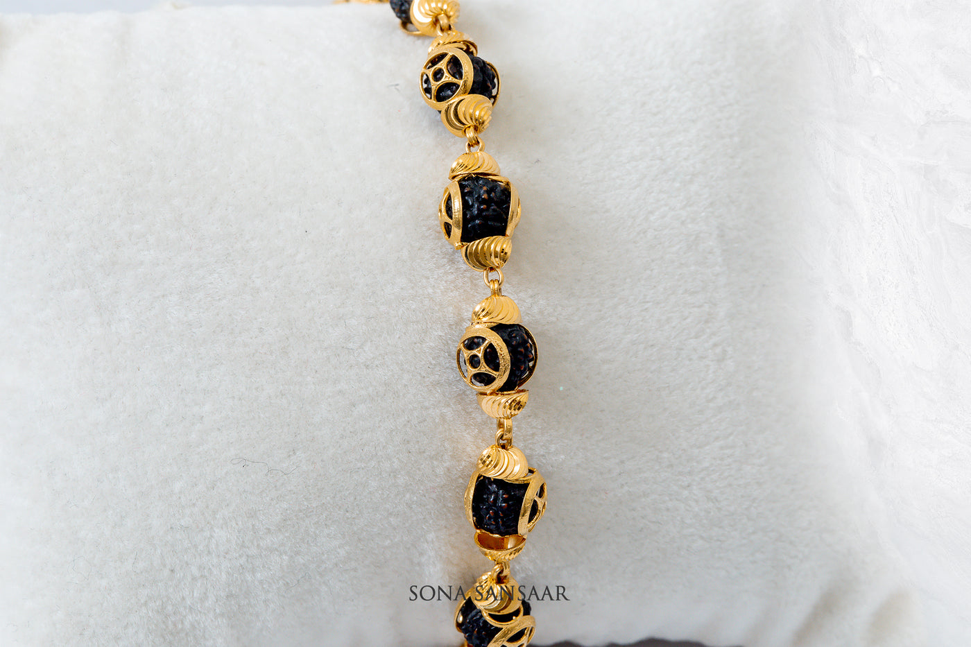 Nightcore Gold Rudraksha Bracelet | Sona Sansaar