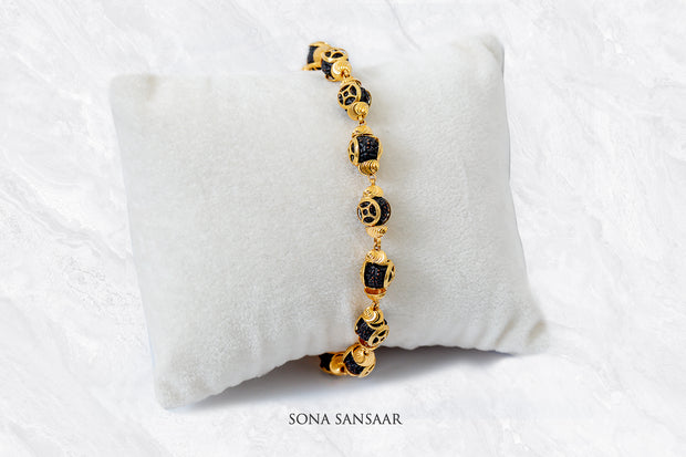 Nightcore Gold Rudraksha Bracelet | Sona Sansaar