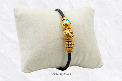 Beaded CZ Leather Bracelet | Sona Sansaar