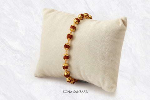 Sacred Gold Rudraksha Bracelet | Sona Sansaar