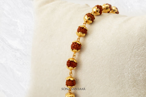 Sacred Gold Rudraksha Bracelet | Sona Sansaar