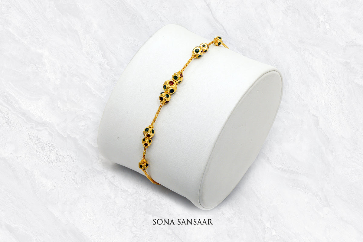Rajasthani Meenakari Gold Ball Bracelet | Sona Sansaar