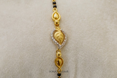 Golden Leaf CZ Bracelet  | Sona Sansaar