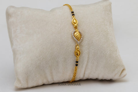 Golden Leaf CZ Bracelet  | Sona Sansaar