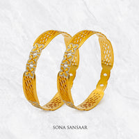 Thumbnail for Ruqaya Gold Dubai Bangle Pair | Sona Sansaar