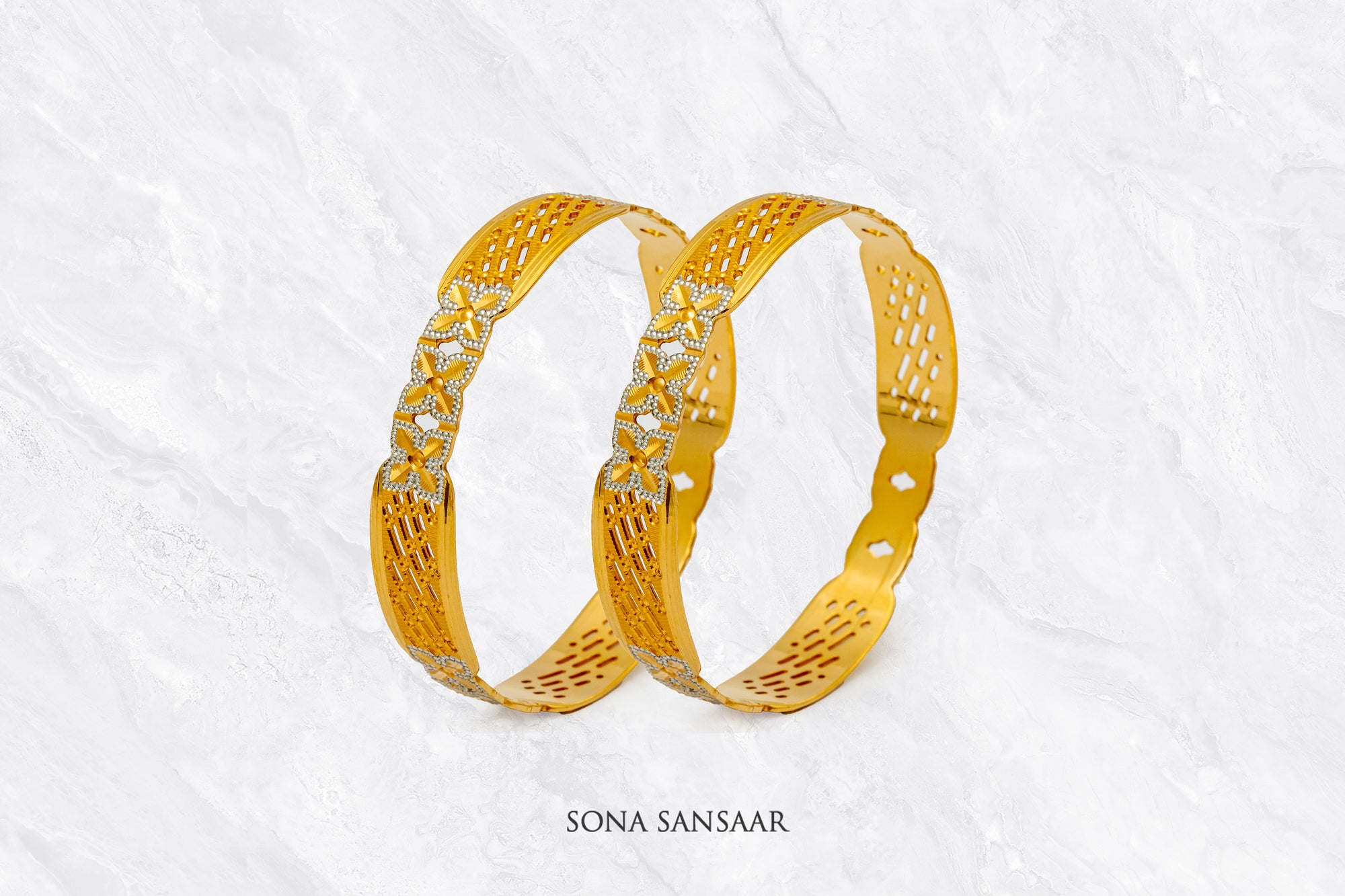 Ruqaya Gold Dubai Bangle Pair | Sona Sansaar