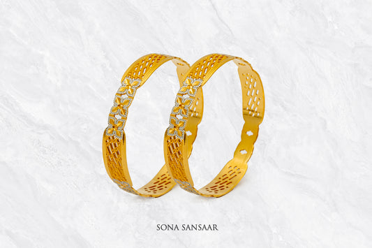 Ruqaya Gold Dubai Bangle Pair | Sona Sansaar