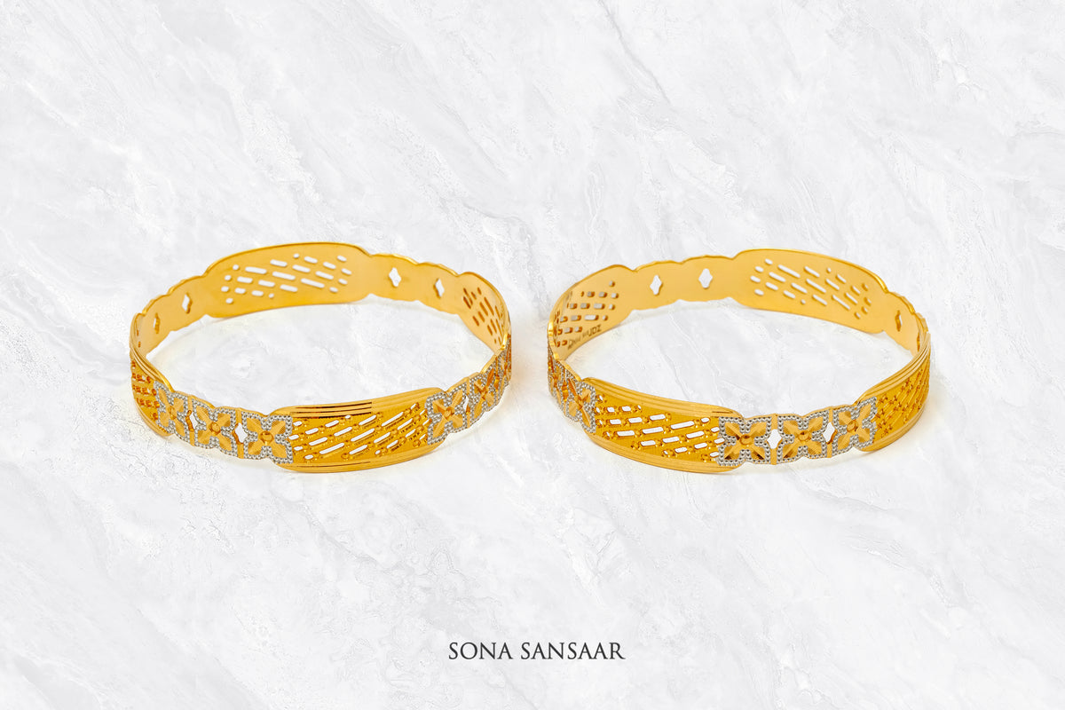 Ruqaya Gold Dubai Bangle Pair | Sona Sansaar