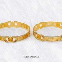 Thumbnail for Jameela Two Tone Gold Dubai Bangle Pair | Sona Sansaar