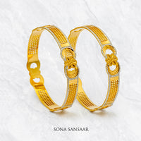 Thumbnail for Jameela Two Tone Gold Dubai Bangle Pair | Sona Sansaar