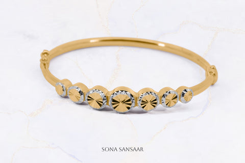 Streamlight Two-Toned Spring Clasp Gold Bangle | Sona Sansaar