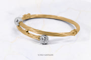Beads Two-Toned Spring Clasp Gold Bangle | Sona Sansaar